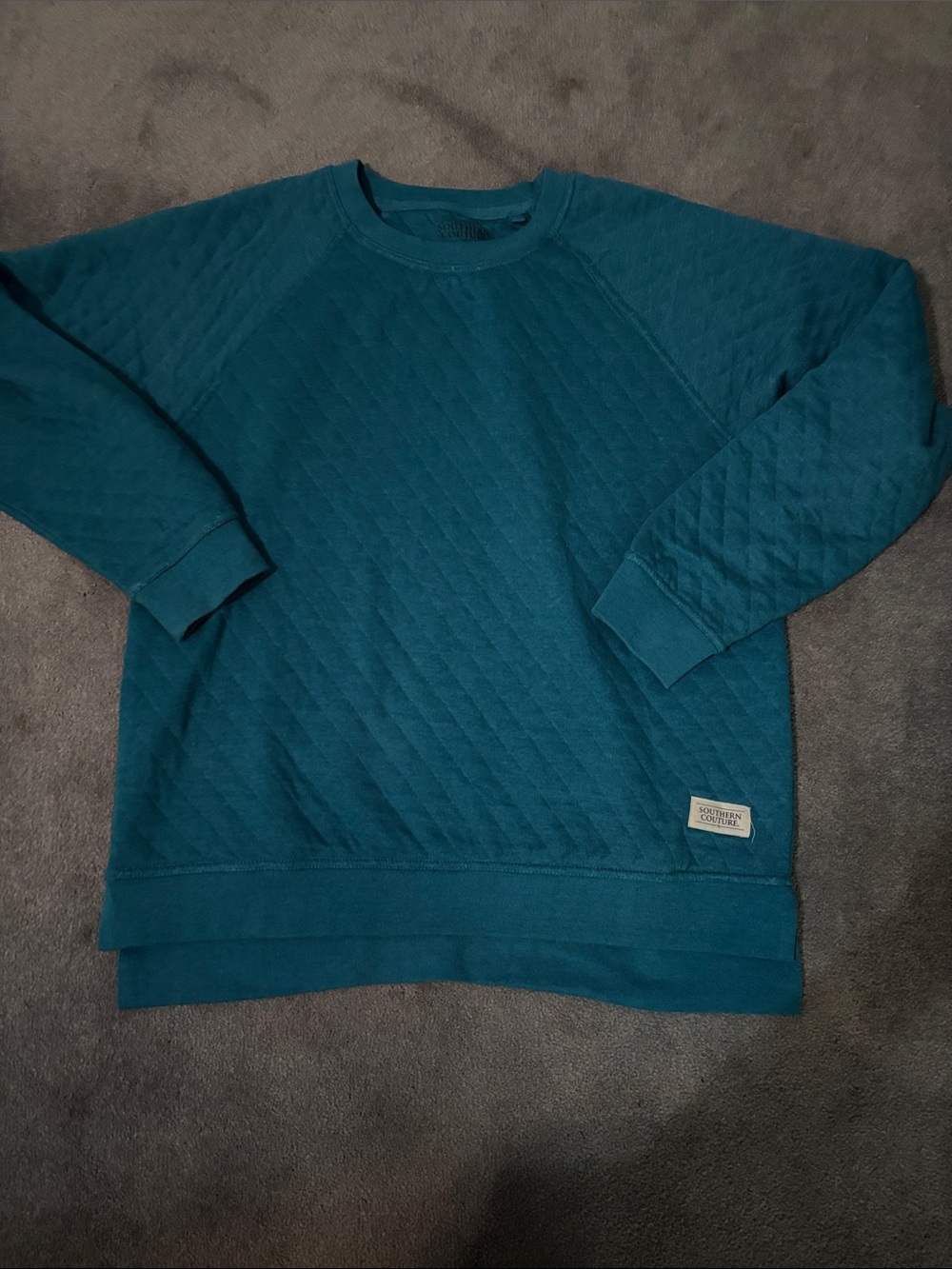 Women’s Southern Couture Quilted Crewneck Sweater in Teal